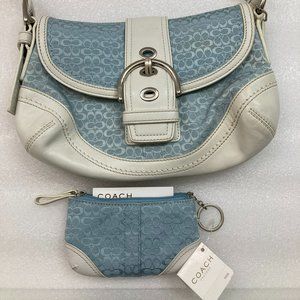 Coach Soho Satchel Shoulder Bag, blue and white, model F10925